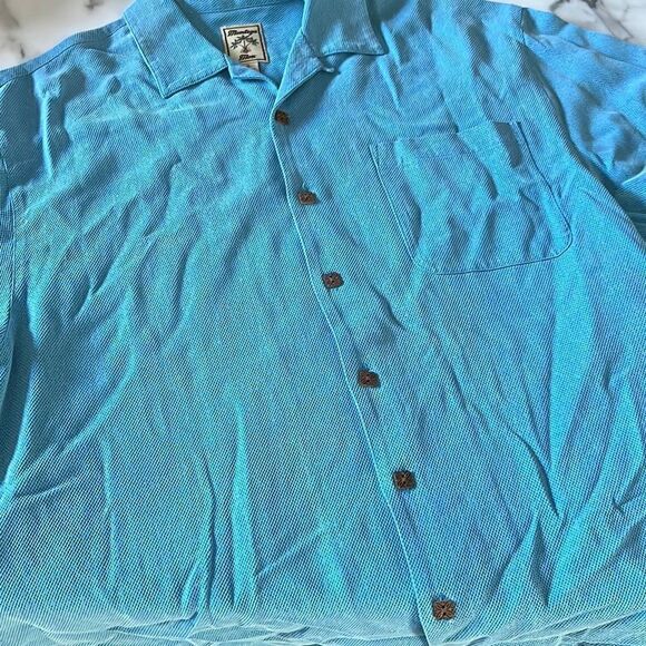 Montego Mon Silk Short Sleeve Button Down Resort Shirt Sz. L - Picture 1 of 10